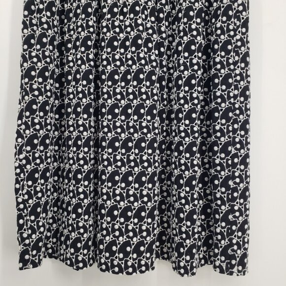 3/$25 LOFT Embroidered Eyelet Lace Swing Dress L Smocked Yoke A Line Black - Picture 5 of 10